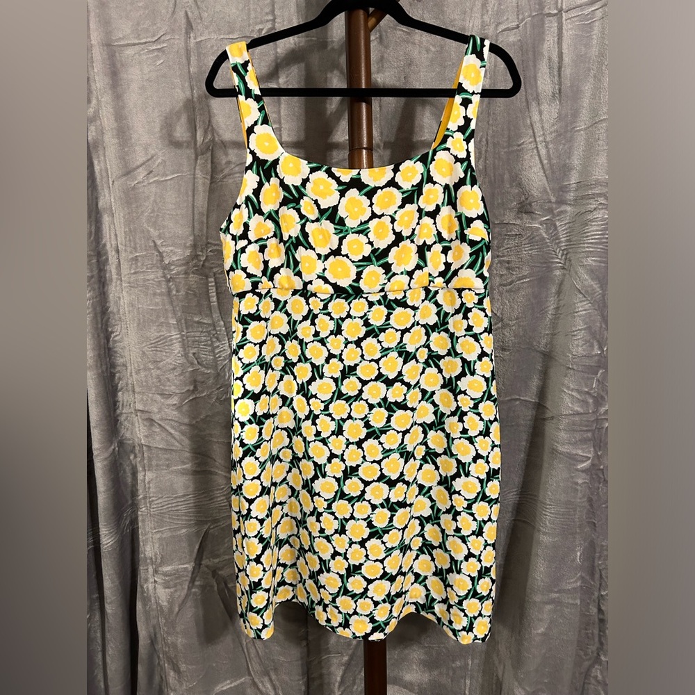 NWOT Diane Von Furstenberg Yellow Poppy Sleeveless Mini Shift Dress Size 14